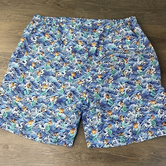 Peter Millar Men’s Blue Green Mermaid Print Swim Trunk Gemma, size Large - Picture 8 of 8